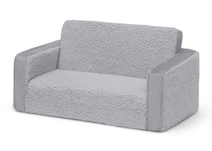 Grey Sherpa with Grey Suede (5048) 4-Cozee Flip-Out Sherpa and Suede 2-in-1 Convertible Sofa to Lounger for Kids