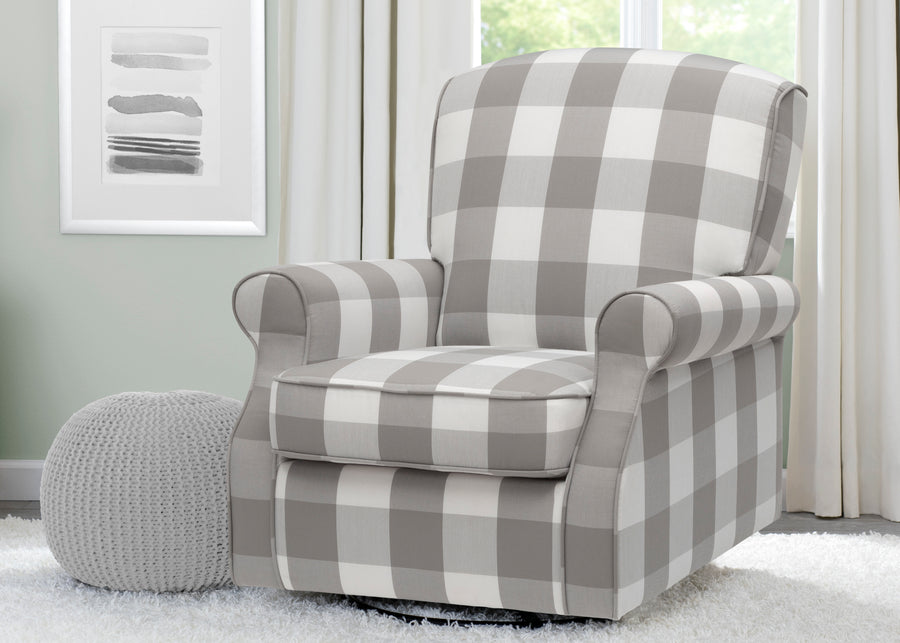 Grey Plaid (1354) 6-Oakley Nursery Glider Swivel Rocker Chair