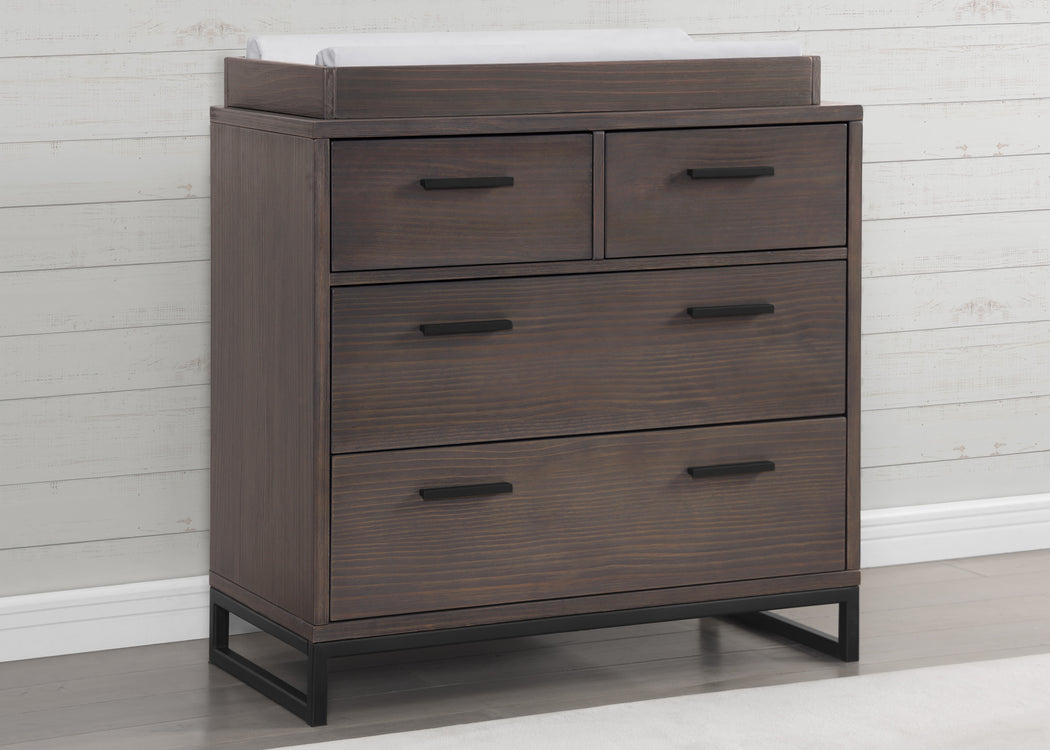 Foundry 4 Drawer Dresser with Changing Top Rustic Grey with Matte Black (1469)