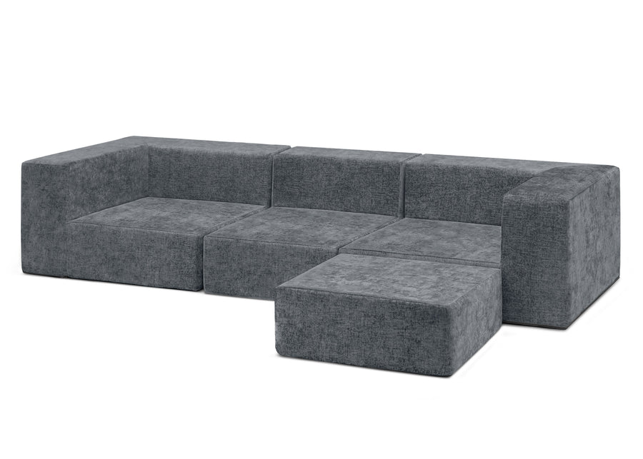 Grey Suede (5000) 4-Cozee 4-Piece Sectional Sofa Set