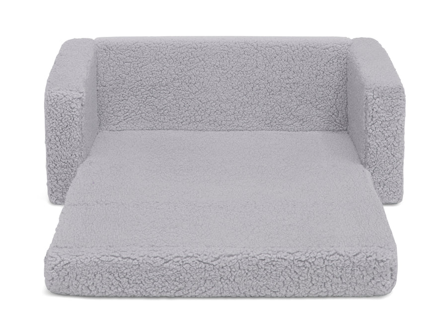 Grey Sherpa (5031) 5-Cozee Flip-Out Sherpa 2-in-1 Convertible Sofa to Lounger for Kids