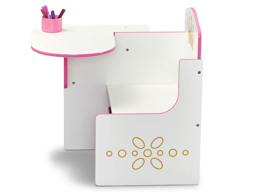 Pink and White (1187) 3-Princess Crown Chair Desk with Storage Bin