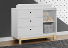 Bianca White with Natural (123) 2-Poppy 3 Drawer Dresser with Cubbies and Interlocking Drawers