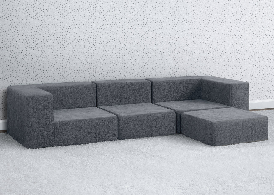 Grey Suede (5000) 1-Cozee 4-Piece Sectional Sofa Set