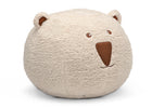 Cream Sherpa with Brown Leather (5047) 8-Bear Plush Foam Pouf Ottoman