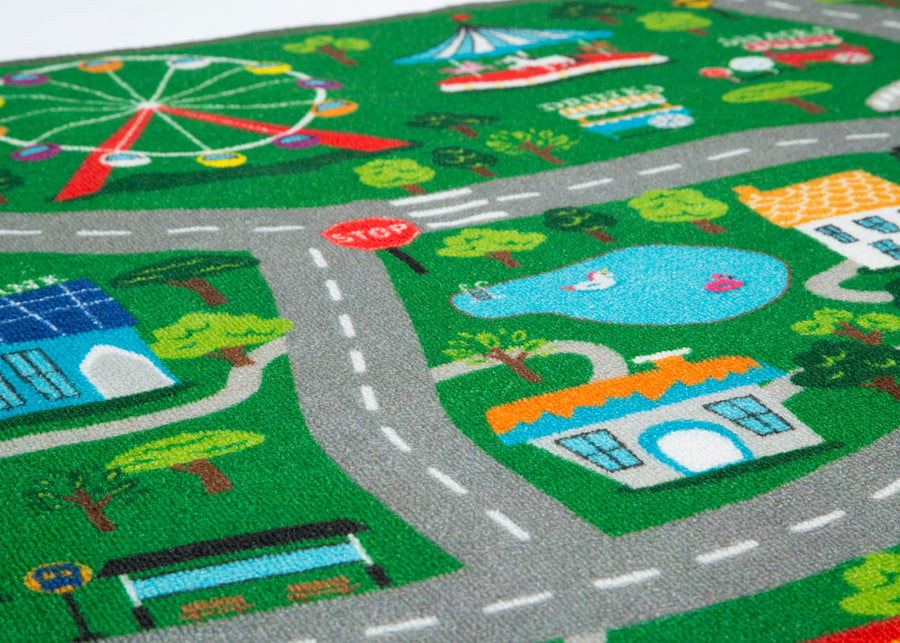 Beach Town (3404) 3-Large Road Map Activity Rug for Girls and Boys - 54-inch L x 39-inch W