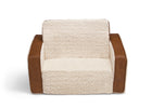 Cream Sherpa with Brown Leather (5047) 2-Cozee Flip-Out Sherpa and Leather 2-in-1 Convertible Chair to Lounger for Kids