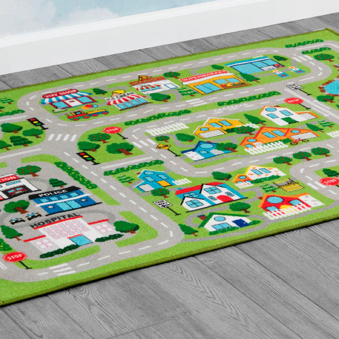 City Life (3403) 9-Large Road Map Activity Rug for Girls and Boys - 54-inch L x 39-inch W