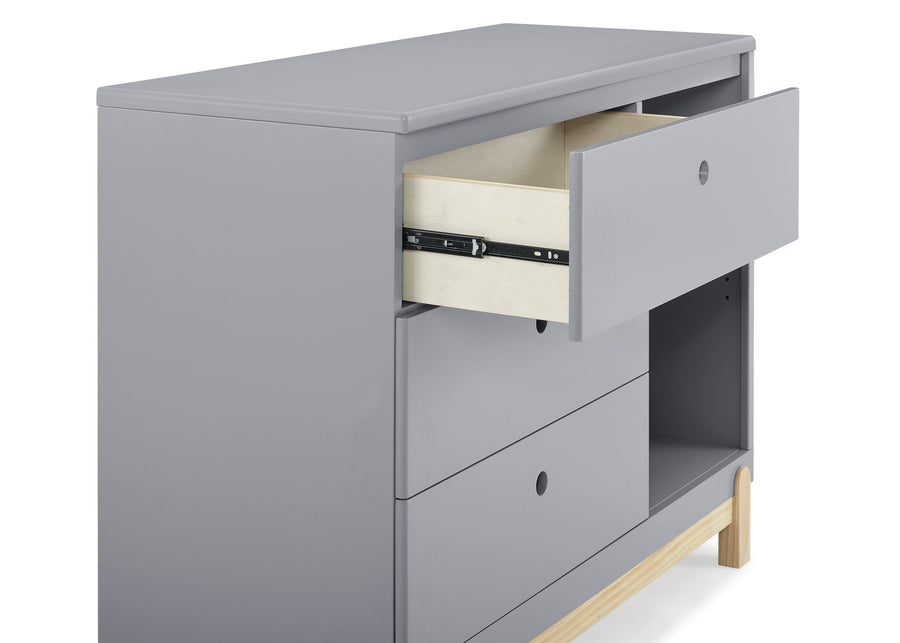 Grey with Natural (1359) 5-Poppy 3 Drawer Dresser with Cubbies