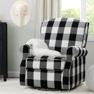 Black Plaid (1355) 18-Oakley Nursery Glider Swivel Rocker Chair
