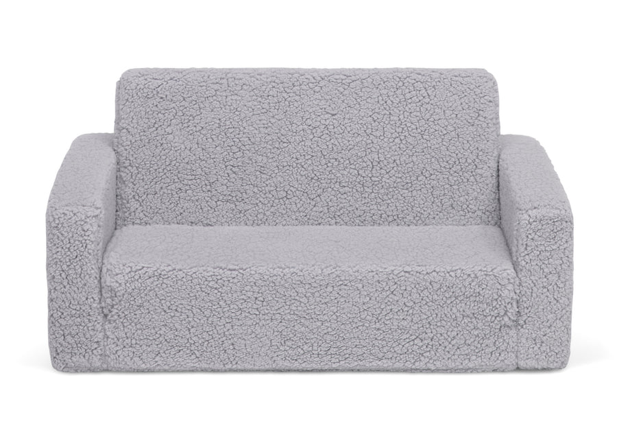 Grey Sherpa (5031) 2-Cozee Flip-Out Sherpa 2-in-1 Convertible Sofa to Lounger for Kids