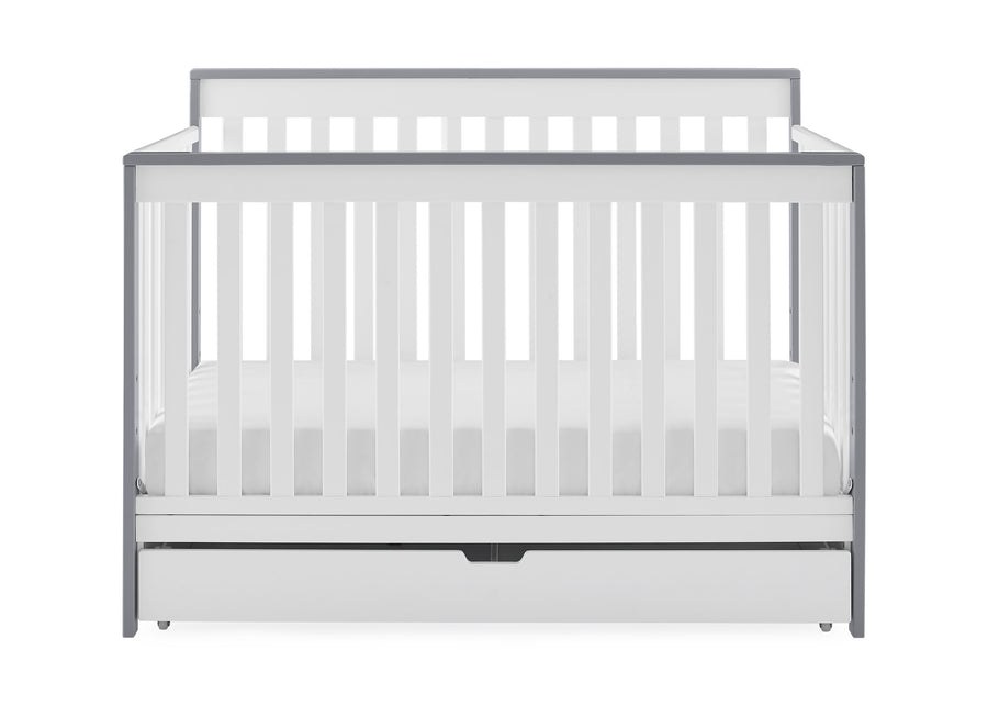 Bianca White with Grey (166) 2-Mercer 6-in-1 Convertible Crib with Storage Trundle