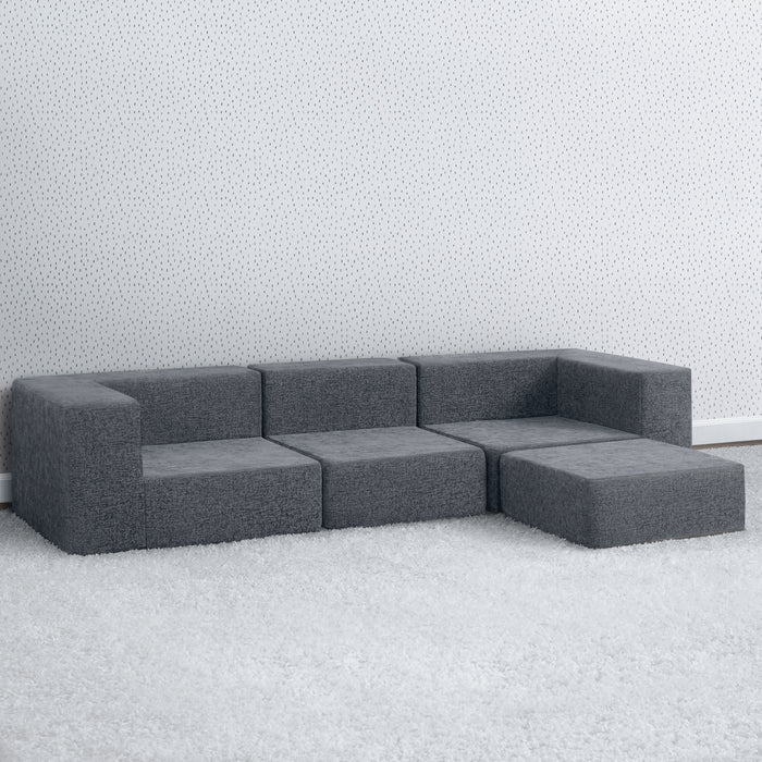 Grey Suede (5000) 3-Cozee 4-Piece Sectional Sofa Set