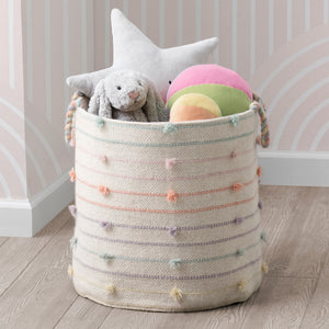 Assorted (999) 20-Pastel Pom-Pom Handwoven Basket