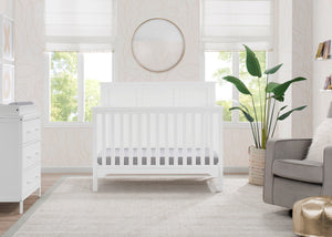 Textured White (1349) 0-Sweet Beginnings Sage Flat Top 6-in-1 Convertible Crib