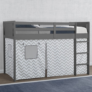 Grey Chevron (1049) 22-Bed Tent - Curtain Set for Twin Loft or Bunk Bed (Bed Sold Separately)