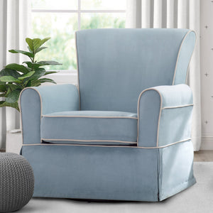 Frozen Blue with Cream (499) 16-Benbridge Upholstered Glider