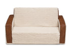 Cream Sherpa with Brown Leather (5047) 2-Cozee Flip-Out Sherpa and Leather 2-in-1 Convertible Sofa to Lounger for Kids