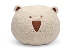 Cream Sherpa with Brown Leather (5047) 7-Bear Plush Foam Pouf Ottoman