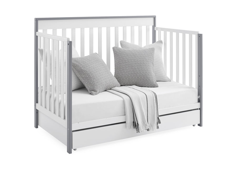 Bianca White with Grey (166) 6-Mercer 6-in-1 Convertible Crib with Storage Trundle