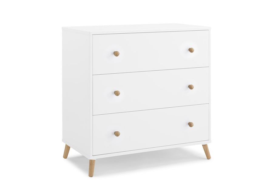 Bianca White with Natural (123) 7-Essex 3 Drawer Dresser