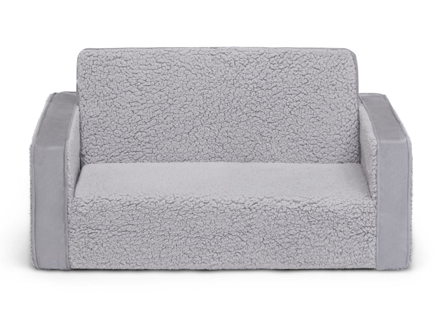 Grey Sherpa with Grey Suede (5048) 2-Cozee Flip-Out Sherpa and Suede 2-in-1 Convertible Sofa to Lounger for Kids