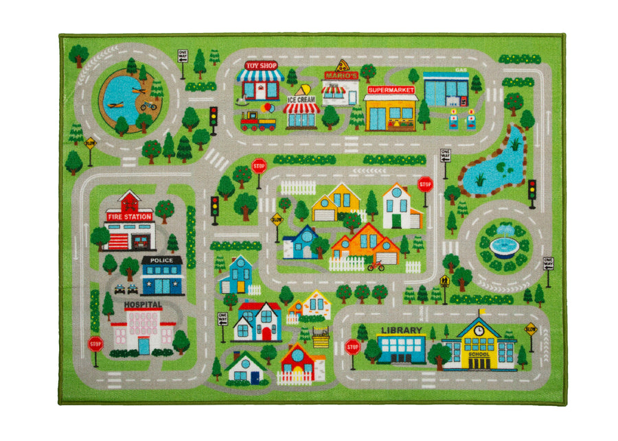 City Life (3403) 2-Large Road Map Activity Rug for Girls and Boys - 54-inch L x 39-inch W