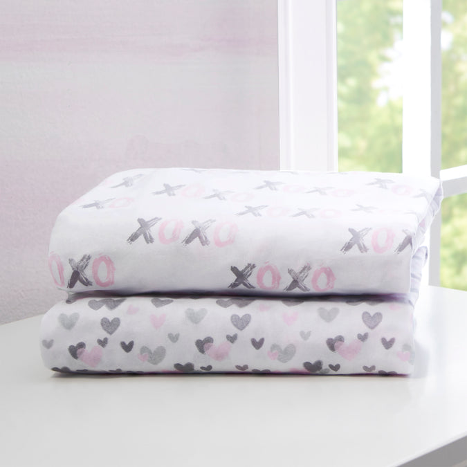 Hearts N Kisses (3021) 8-Hearts N Kisses Fitted Crib Sheets - 2 Pack