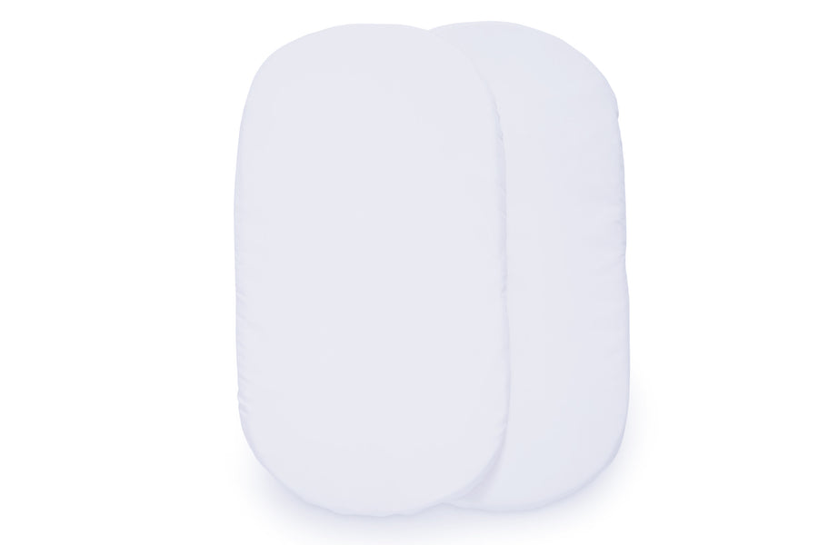 White (100) 4-Fitted Bassinet Sheet Set, 2-Pack - Compatible with the Following Little Folks Bassinet: LF25405