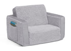 Grey Sherpa with Grey Suede (5048) 3-Cozee Flip-Out Sherpa and Suede 2-in-1 Convertible Chair to Lounger for Kids