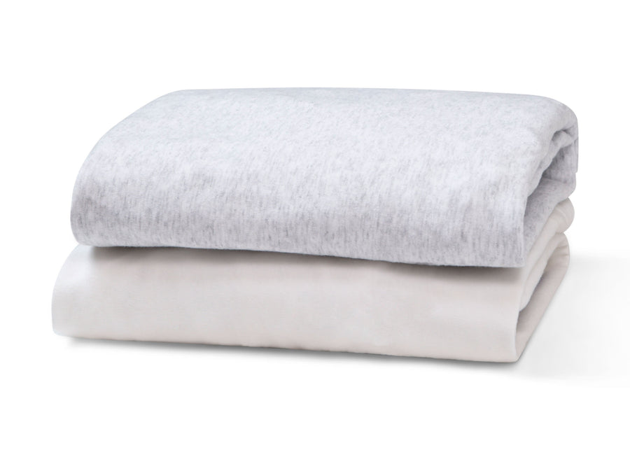 DCB: Assorted (999) 6-Fitted Crib Sheets - 2 Pack, White & Heather Grey