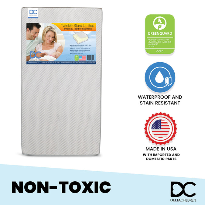 No Color (NO) 2-Twinkle Stars Limited Recycled Fiber Core Crib and Toddler Mattress