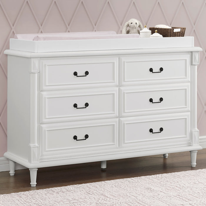Bianca White (130) 0-Juliette 6 Drawer Dresser with Changing Top and Interlocking Drawers