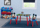 Mickey Hot Dog (1054) 1-Mickey Mouse 4-Piece Playroom Solution  – Set Includes Table and 2 Chairs and 6-Bin Toy Organizer