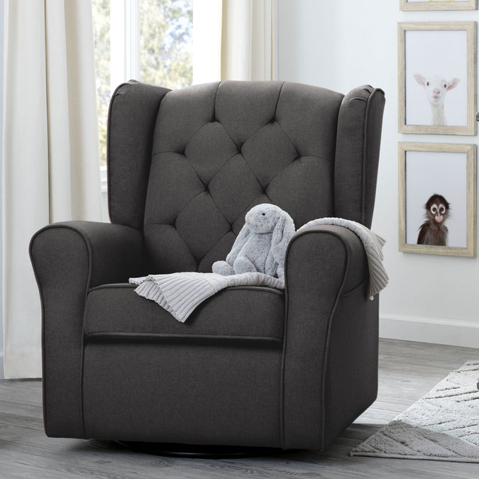 Charcoal Grey (931) 13-Emma Nursery Glider Swivel Rocker Chair