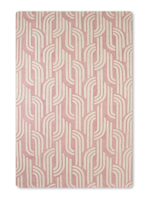 Pink and Grey (929) 3-Rose Links Hand-Tufted Wool Blend Area Rug 5x8
