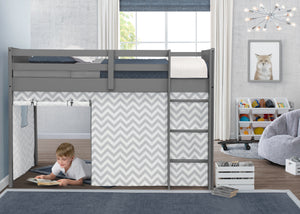 Grey Chevron (1049) 0-Bed Tent - Curtain Set for Twin Loft or Bunk Bed (Bed Sold Separately)