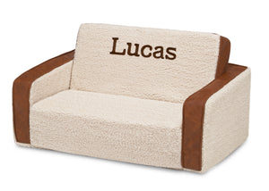 Cream Sherpa with Brown Leather (5047) 4-Personalized Cozee Flip-Out Sherpa  and Leather 2-in-1 Convertible Sofa to Lounger for Kids