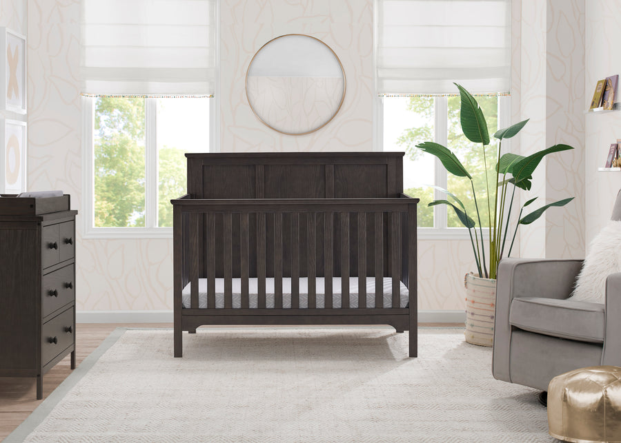 Textured Stone Grey (1460) 9-Sweet Beginnings Sage Flat Top 6-in-1 Convertible Crib