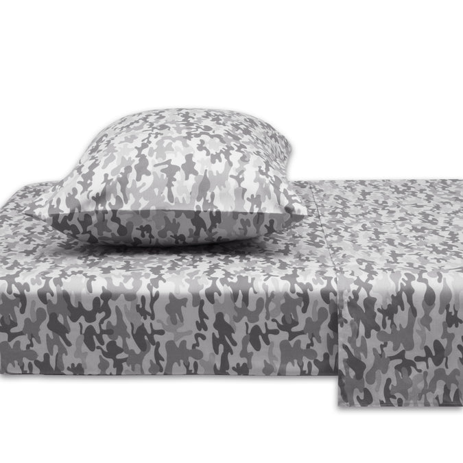 DCB: Grey Camo (3218) 6-Camo 3-Piece Twin Sheet Set