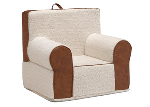 Cream Sherpa with Brown Leather (5047) 3-Deluxe Cozee Sherpa and Faux Leather Chair for Kids