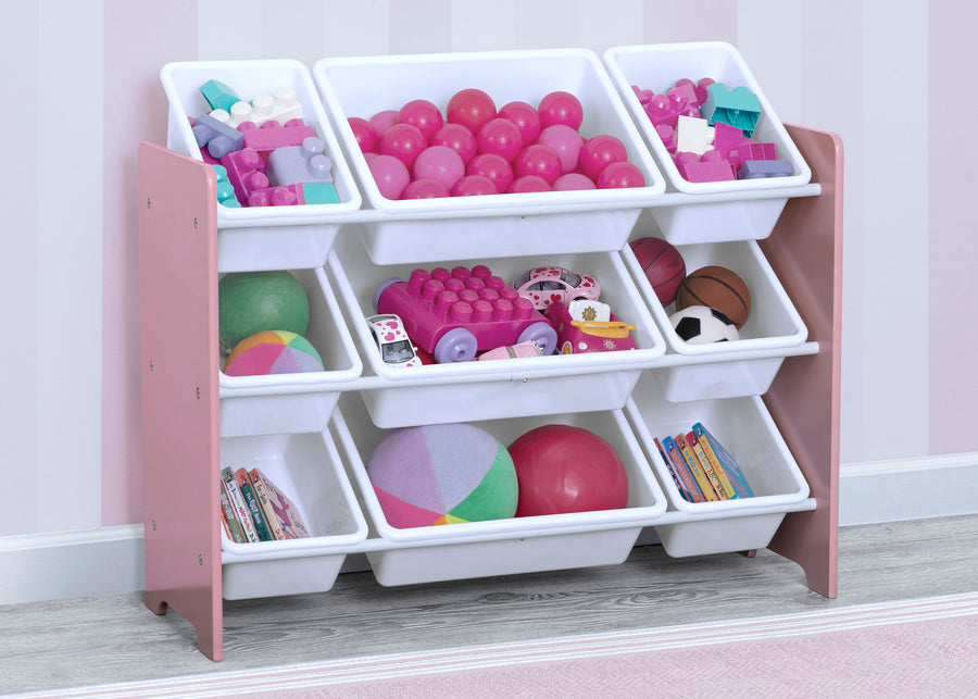 Dusty Rose Pink (692C) 23-MySize 9 Bin Plastic Toy Organizer