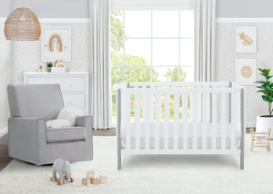 Bianca White with Grey (166) 0-Milo 3-in-1 Convertible Crib