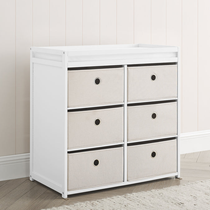 Bianca White with Flax (769) 4-Hayes Fabric Bin Changer