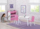 White and Light Pink (194) 1-4-Piece Toddler Playroom Set – Includes Play Table and 6 Bin Toy Organizer with Reusable Vinyl Cling Stickers