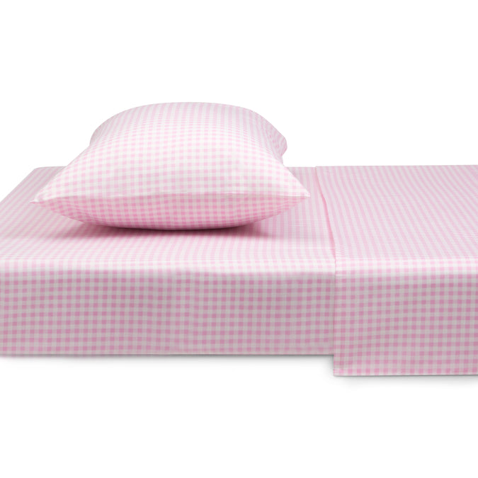 DCB: Pink Gingham (3022) 6-Pink Gingham 3-Piece Twin Sheet Set