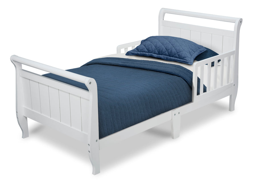 White (100) 3-Wood Sleigh Toddler Bed