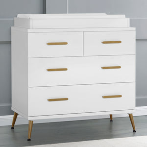 Sloane 4 Drawer Dresser with Changing Top Bianca White with Melted Bronze (186) 32-Sloane 4 Drawer Dresser with Changing Top