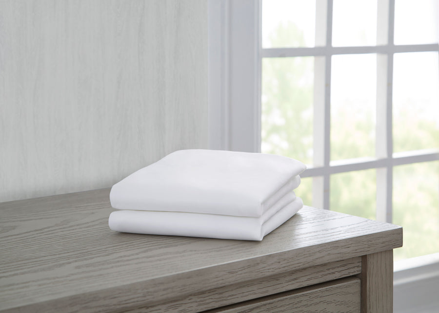 White (100) 1-Fitted Bassinet Sheet Set, 2-Pack - Compatible with the Following Delta Children Bassinet: 25402