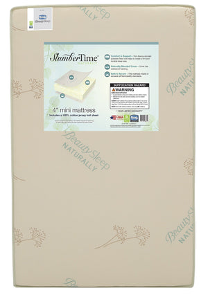 SlumberTime Naturally 4-Inch Mini Crib Mattress No Color (NO) 2-SlumberTime Naturally 4-Inch Mini Crib Mattress with 100% Cotton Fitted Crib Sheet